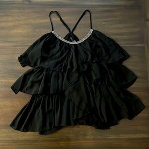 Express black ruffle tier top